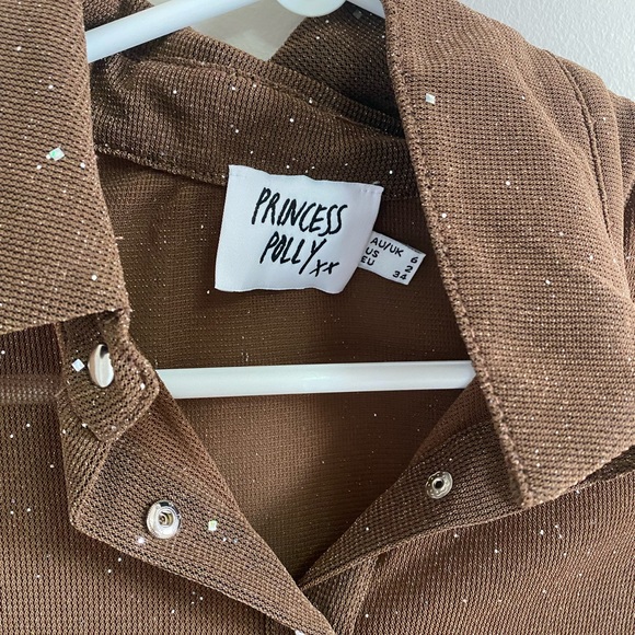 PRINCESS POLLY Friday Fever Top Brown Sparkle Size 2 NWOT - Picture 4 of 4